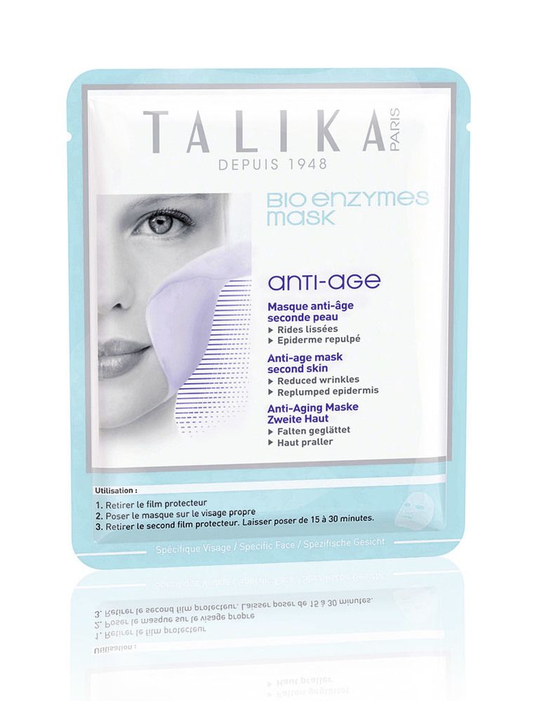 <p>'Bio Enzymes Mask' (xx €) de <strong>Talika</strong>. Con efecto 'antiage' e impregnada en biocelulosa.</p>