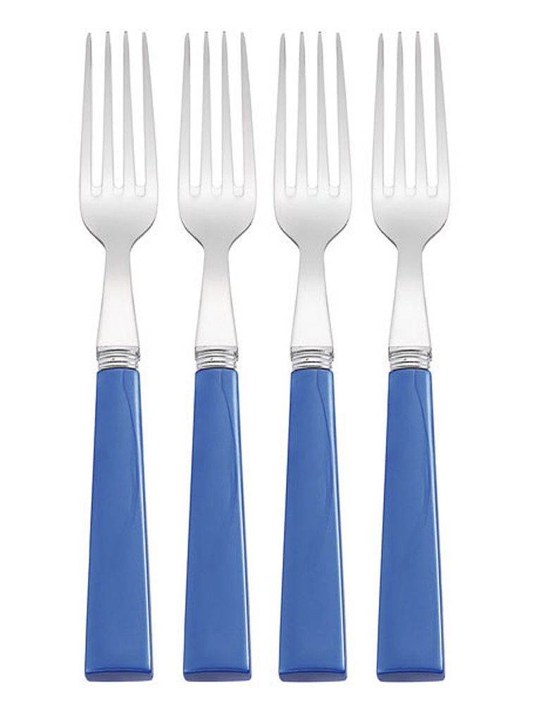 <p>Set de cuatro tenedores de mesa <strong>By Table</strong> Rainbow en azul. Realizado en acero inoxidable (4 €).</p>