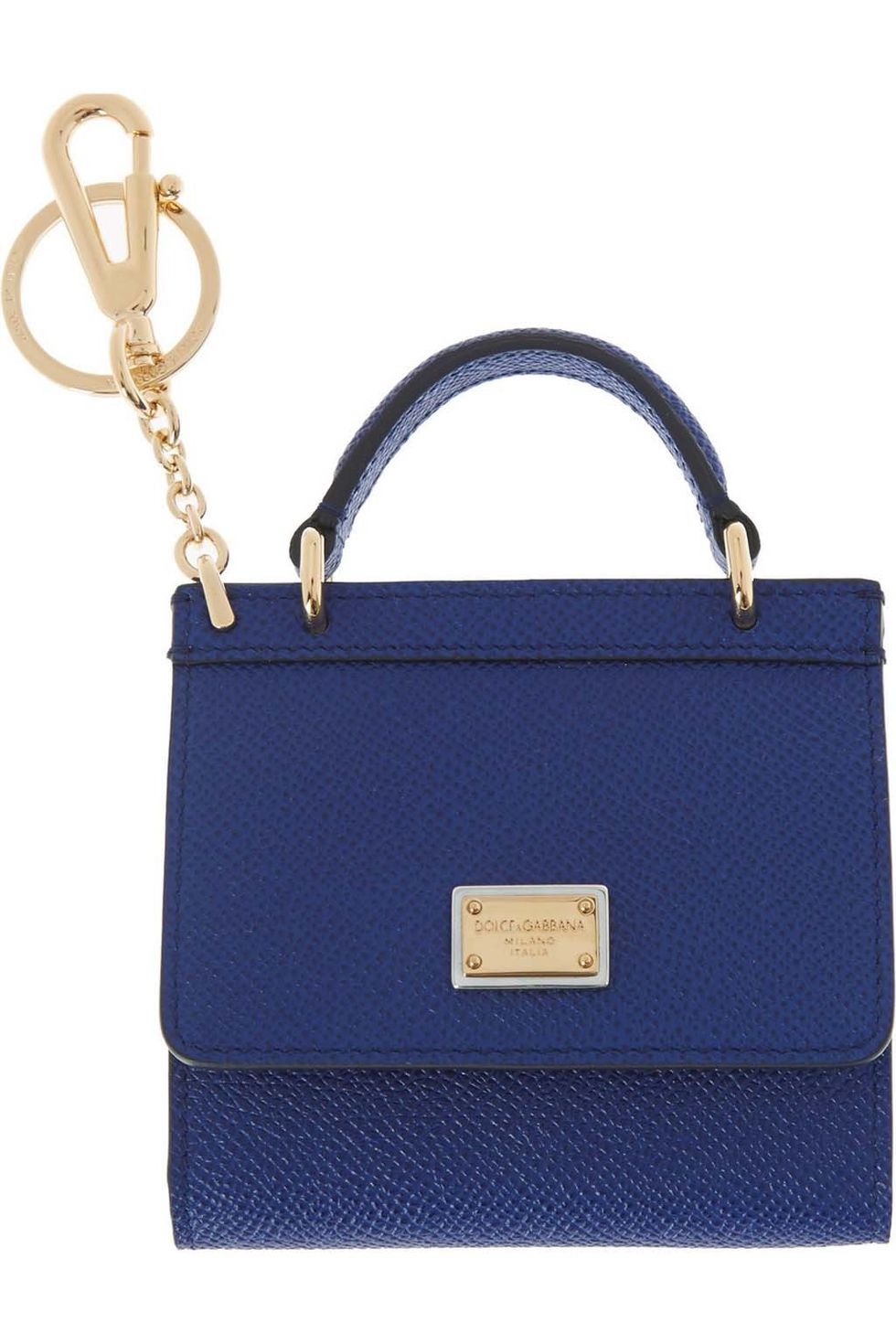 <p>Bolso de mano con mosquetón en azul klein de&nbsp;<strong>Dolce&amp;Gabbana.</strong></p><p>Antes 245 €, ahora 172 €.</p>