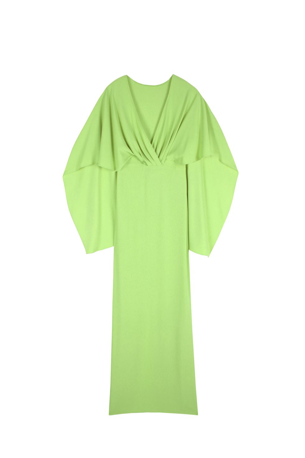<p>Vestido tipo capa verde lima de la línea<strong> Heaven de&nbsp;Dolores Promesas.</strong></p>
