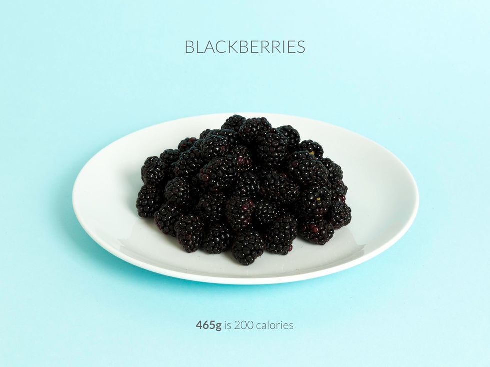 <p>200 calorías de moras equivalen a <strong>465 gramos </strong>del fruto. </p>