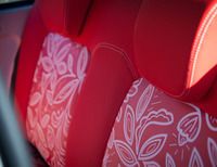 Red, Car seat, Carmine, Car seat cover, Leather, Head restraint, 