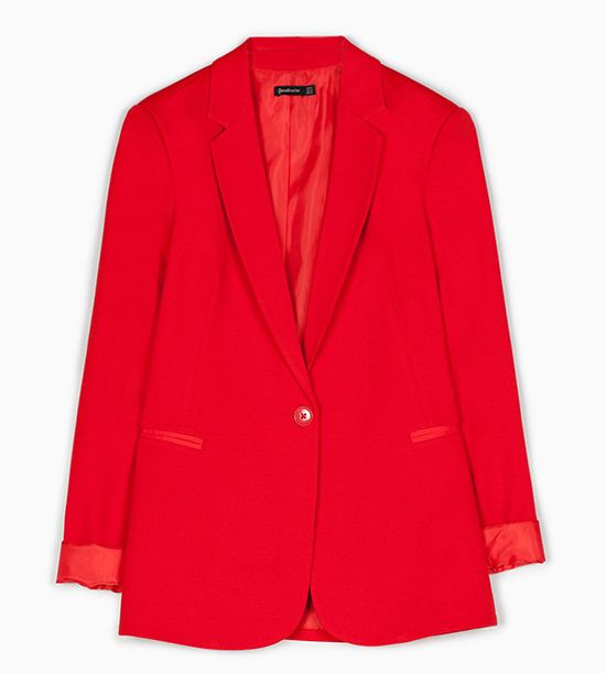 Clothing, Coat, Product, Collar, Sleeve, Textile, Red, Outerwear, White, Blazer, 