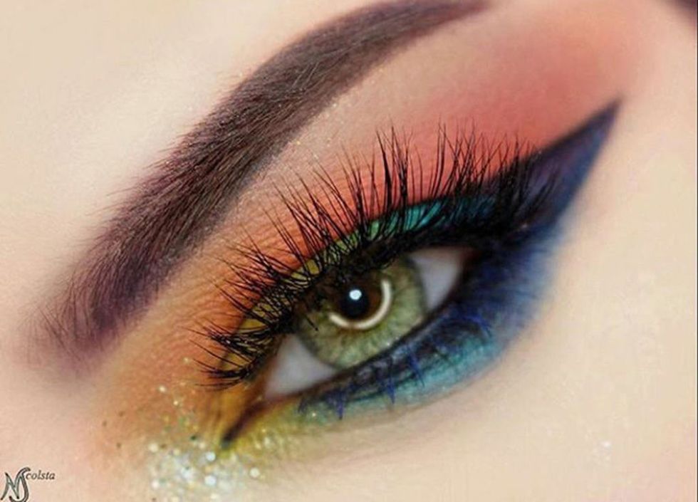 Blue, Brown, Green, Eye, Eyelash, Eyebrow, Eye shadow, Colorfulness, Violet, Iris, 