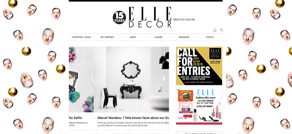 La web de Elle Decor India durante la colaboración de Marcel Wanders