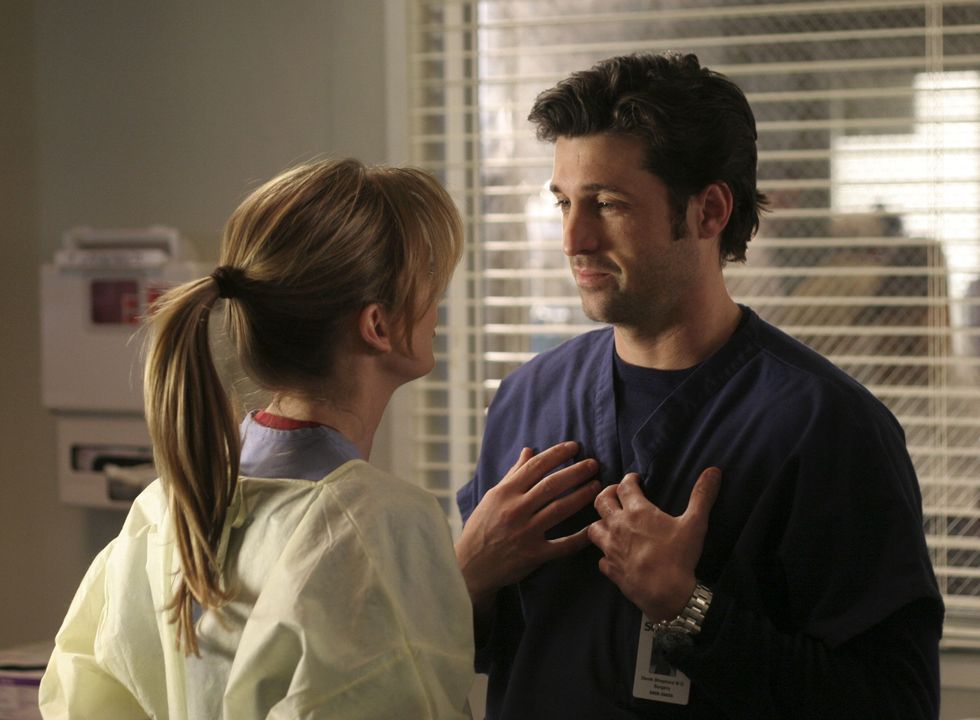 <p>Meet Dr Meredith Grey, a "dark and twisty," tequila-loving medical resident with serious mommy issues. After a drunken one-night stand, she stumbles to her first day of a prestigious medical residency, and discovers that last night's bedmate is her boss, Derek Shepherd (Patrick Dempsey)—and he's married. Her new BFF, intern Cristina Yang (Sandra Oh), also starts a relationship with her boss, surgeon Preston Burke (Isaiah Washington). The team is rounded out by fellow surgical interns George O'Malley (T.R. Knight), Alex Karev (Justin Chambers), and Izzie Stevens (Katherine Heigl), their hard-driving boss Dr Miranda Bailey (Chandra Wilson), and Chief Richard Webber (James Pickens Jr). Attractive staff plus no social life equals a (kind of hilarious, tbh) syphilis outbreak. </p>