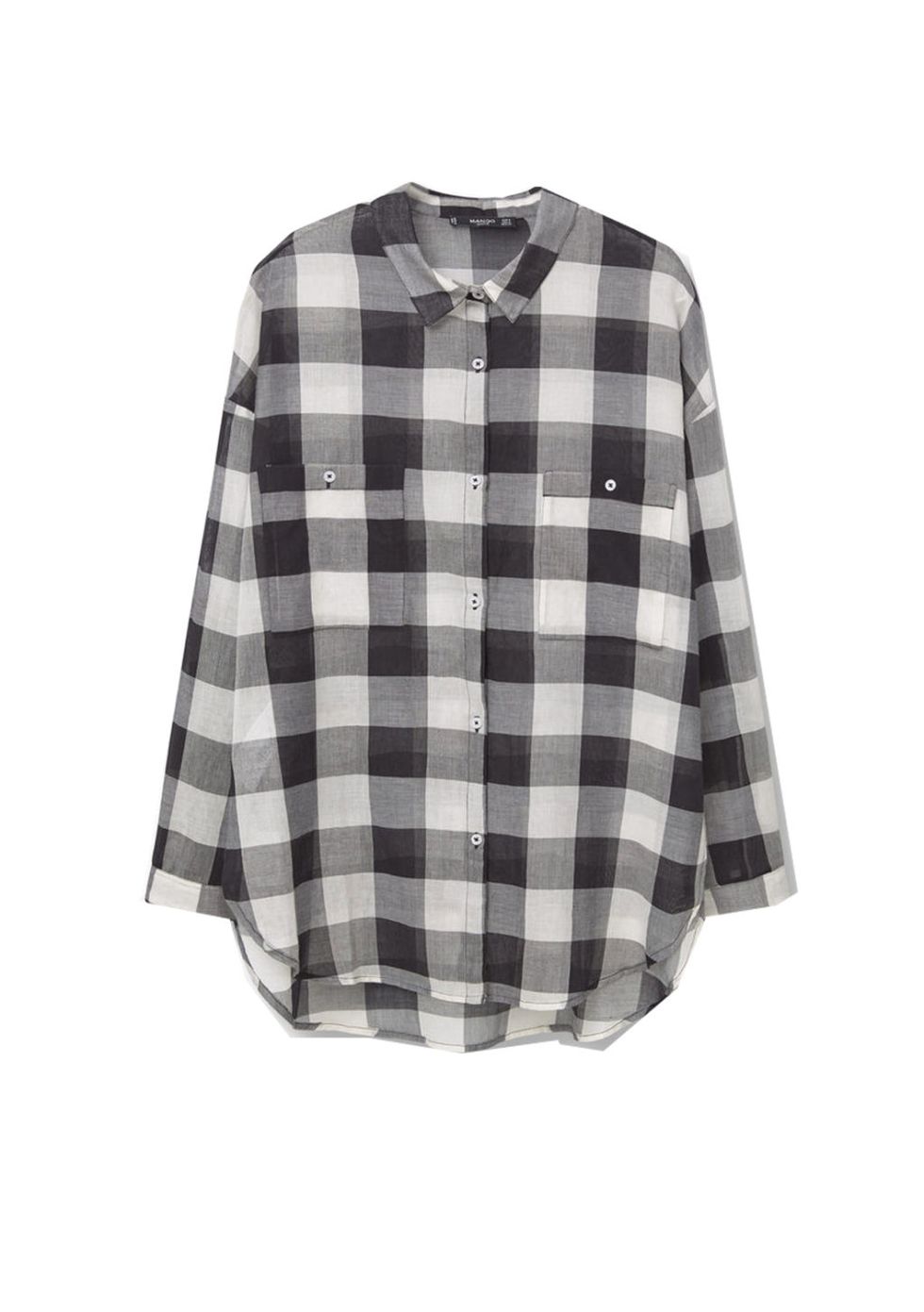 Product, Collar, Sleeve, Dress shirt, Pattern, Textile, White, Grey, Plaid, Button, 