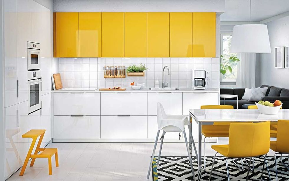 Room, Interior design, Yellow, Floor, Property, Flooring, White, Orange, Furniture, Line, 