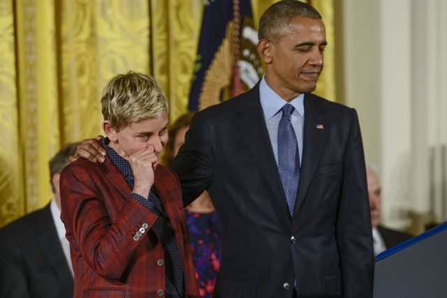 Ellen DeGeneres y Barack Obama