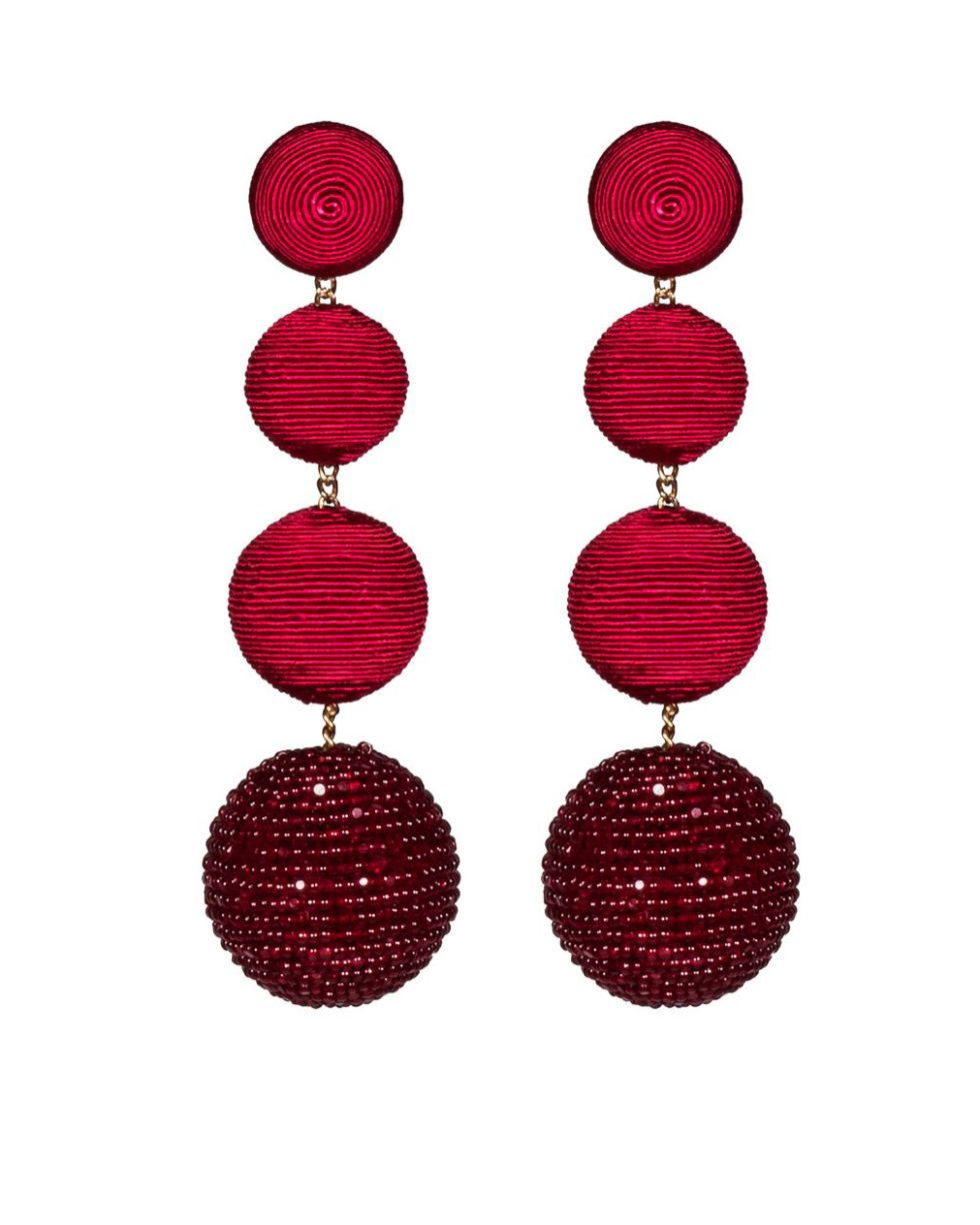 Red, Earrings, Maroon, Magenta, Fashion accessory, Jewellery, Circle, Body jewelry, Sphere, 