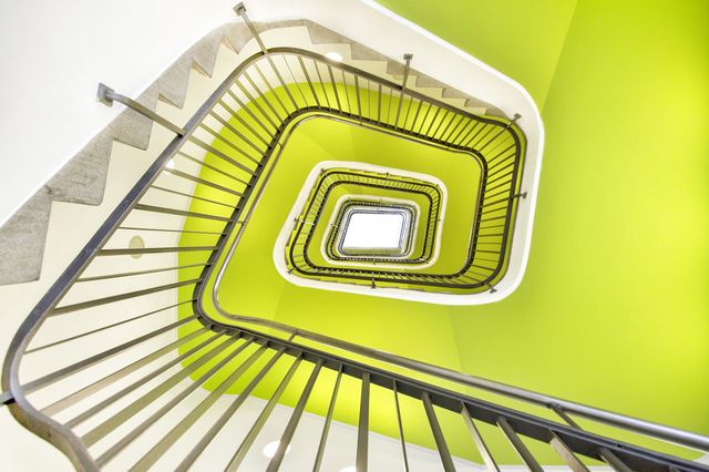 Yellow, Green, Urban design, Parallel, Design, Paint, Stairs, 
