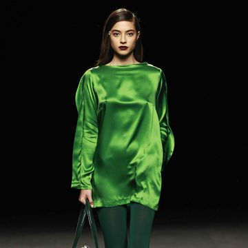 Clothing, Green, Sleeve, Bag, Style, Fashion, Luggage and bags, Shoulder bag, Fashion model, Costume design, 