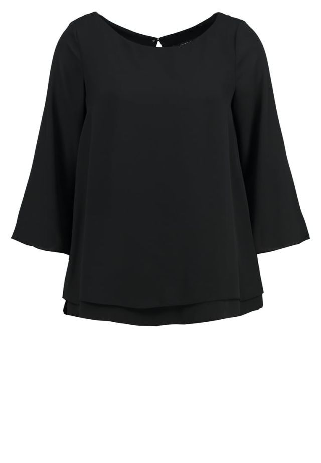 Clothing, Black, Sleeve, T-shirt, Blouse, Neck, Top, Crop top, Outerwear, Shirt, 