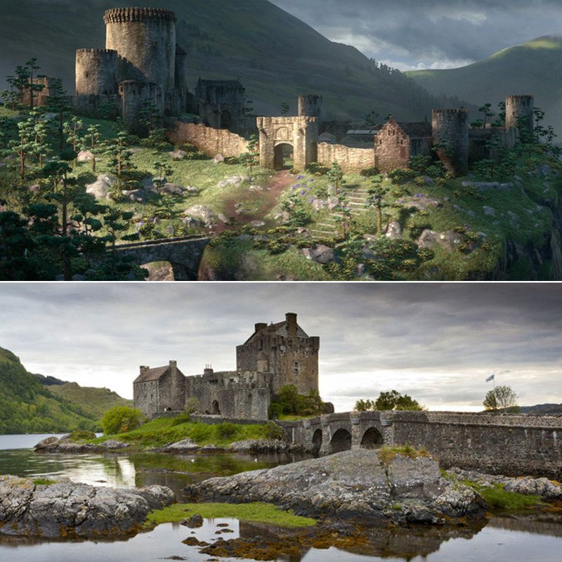 Nature, Natural landscape, Landmark, Castle, Sky, Watercourse, Landscape, Highland, Water castle, Medieval architecture, 