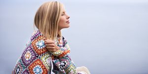 Hair, Blond, Beauty, Yellow, Scarf, Sitting, Shoulder, Joint, Photography, Happy, 