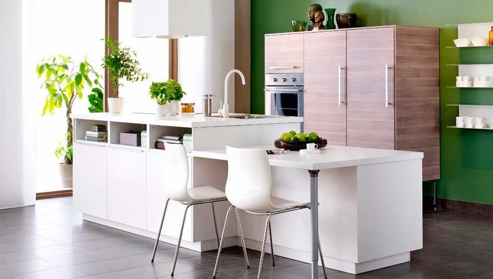 Furniture, Room, Kitchen, White, Dining room, Countertop, Cabinetry, Property, Interior design, Table, 