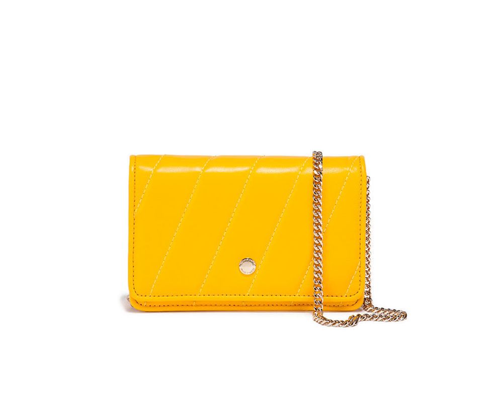 Yellow, Wallet, Fashion accessory, Leather, Bag, Handbag, Coin purse, Wristlet, Rectangle, 