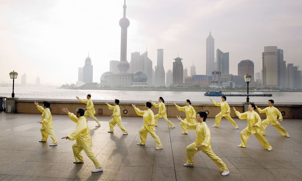 Yellow, Kung fu, T'ai chi ch'uan, Kung fu, Wushu, Xing yi quan, Uniform, City, Marching, Tourism, 