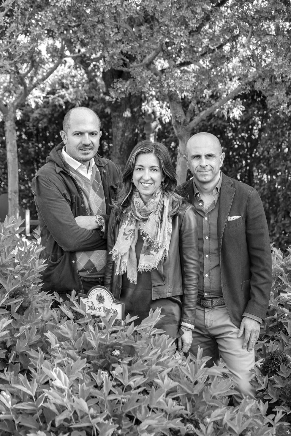 Los propietarios del Centro Botánico Moutan, Francesca Confidati con su hermano Marco y su marido Gian Paolo Migliacio