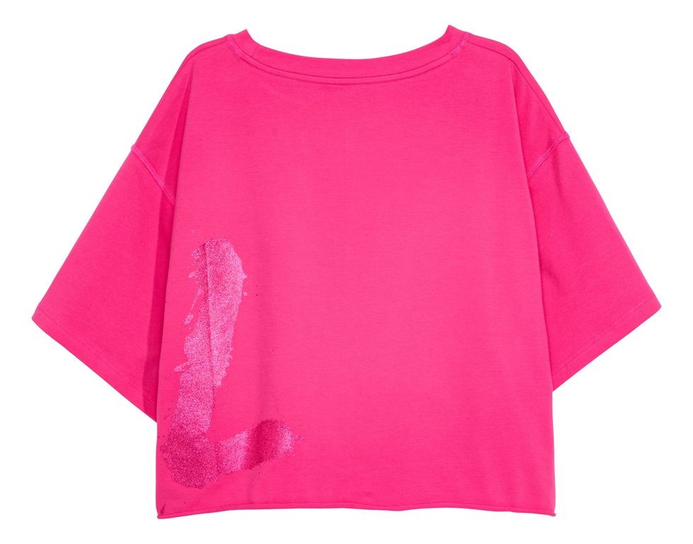 Clothing, Pink, Sleeve, Magenta, T-shirt, Outerwear, Blouse, Neck, Crop top, Top, 