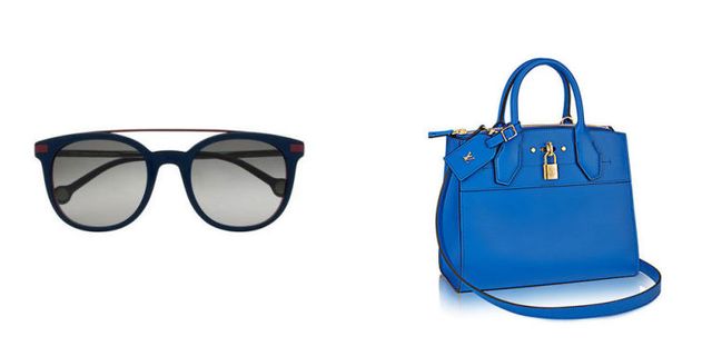 Eyewear, Bag, Handbag, Glasses, Blue, Cobalt blue, Fashion accessory, Sunglasses, Electric blue, Tote bag, 