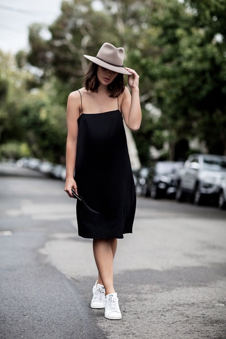 Clothing, White, Shoulder, Black, Street fashion, Dress, Little black dress, Hat, Fedora, Fashion, 