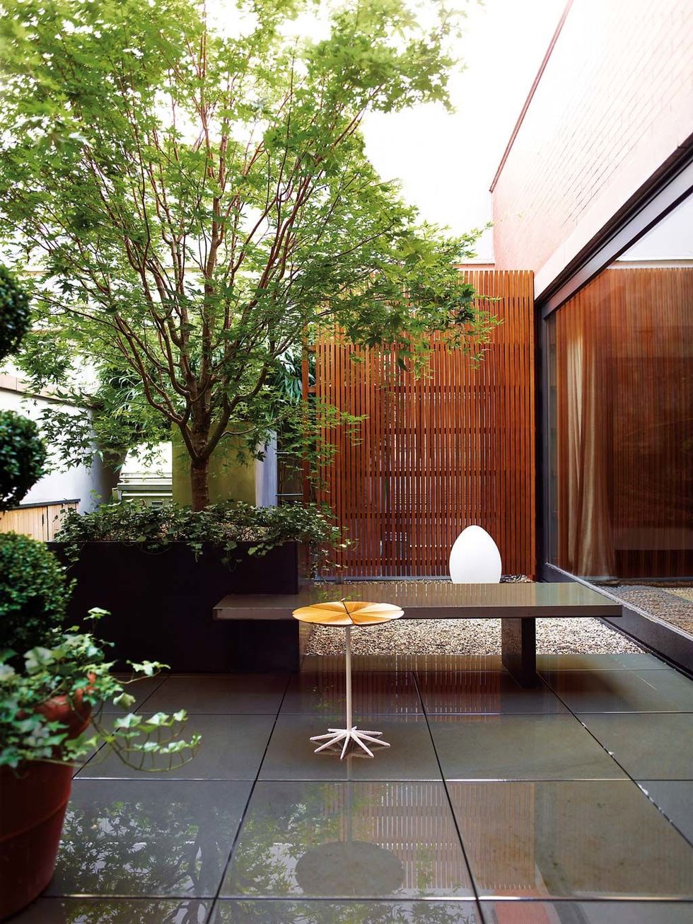 Simplicidad y serenidad en un diseño interior de jardín zen