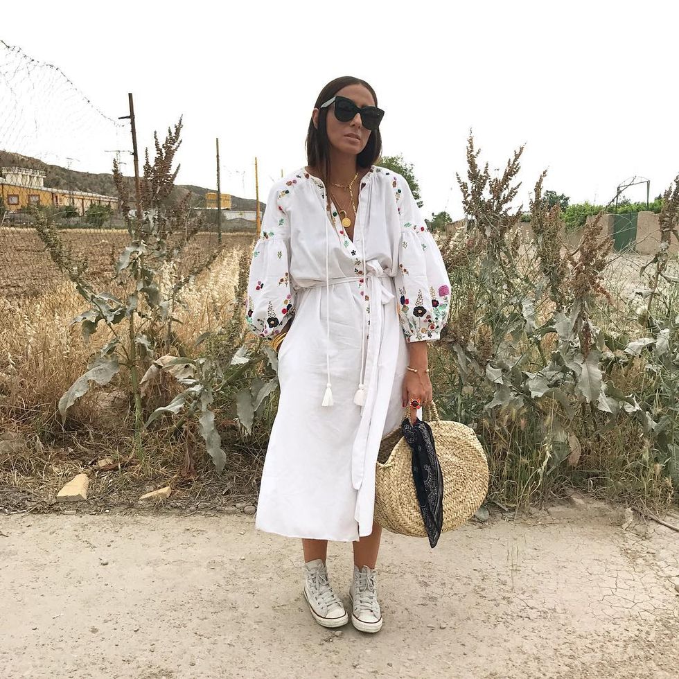 White, Clothing, Street fashion, Fashion, Dress, Trench coat, Footwear, Outerwear, Summer, Coat, 
