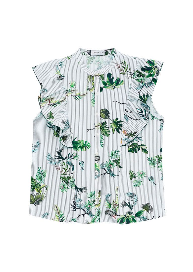 Clothing, Green, White, Sleeveless shirt, Shirt, Dress, Sleeve, Blouse, Button, Plant, 