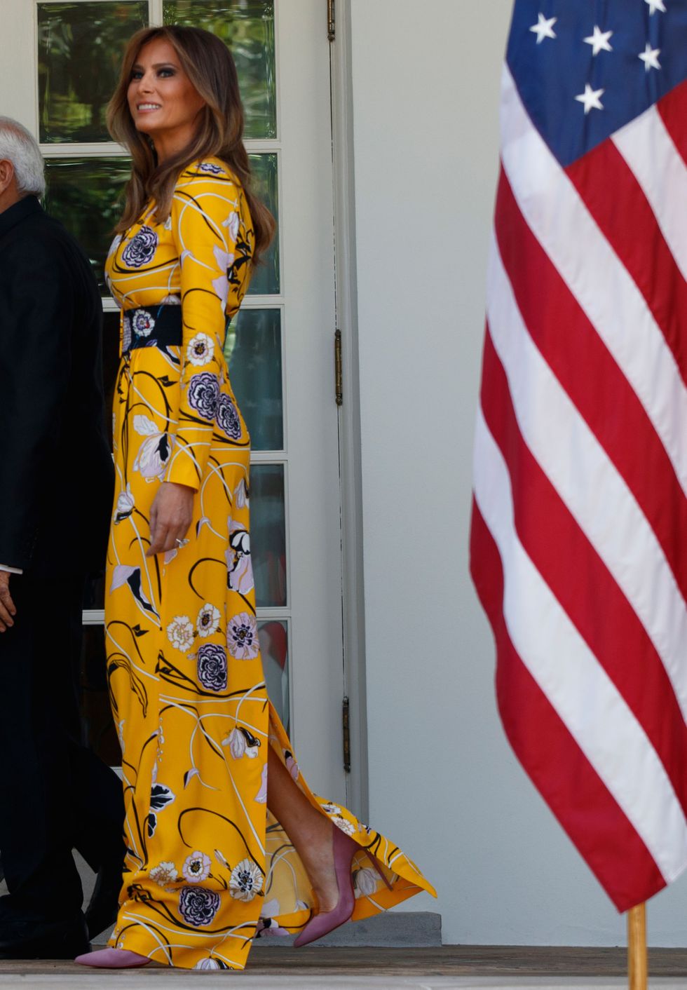 Yellow, Flag, Flag of the united states, Formal wear, One-piece garment, Dress, Street fashion, Day dress, Flag Day (USA), Independence day, 