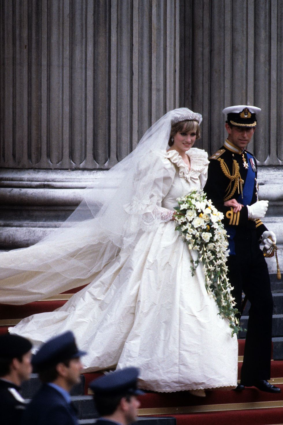 <p>Diana's wedding gown, in all its 1980s glory, was instantly iconic after her nuptials aired to an estimated TV audience of 750 million.&nbsp;</p><p><strong data-redactor-tag="strong" data-verified="redactor">RELATED: </strong><a href="http://www.redbookmag.com/love-sex/relationships/news/g4459/princess-diana-prince-charles-rare-wedding-photos/" target="_blank" data-tracking-id="recirc-text-link"><strong data-redactor-tag="strong" data-verified="redactor">Rare Photos From Princess Diana and Prince Charles' Wedding Released</strong></a></p>