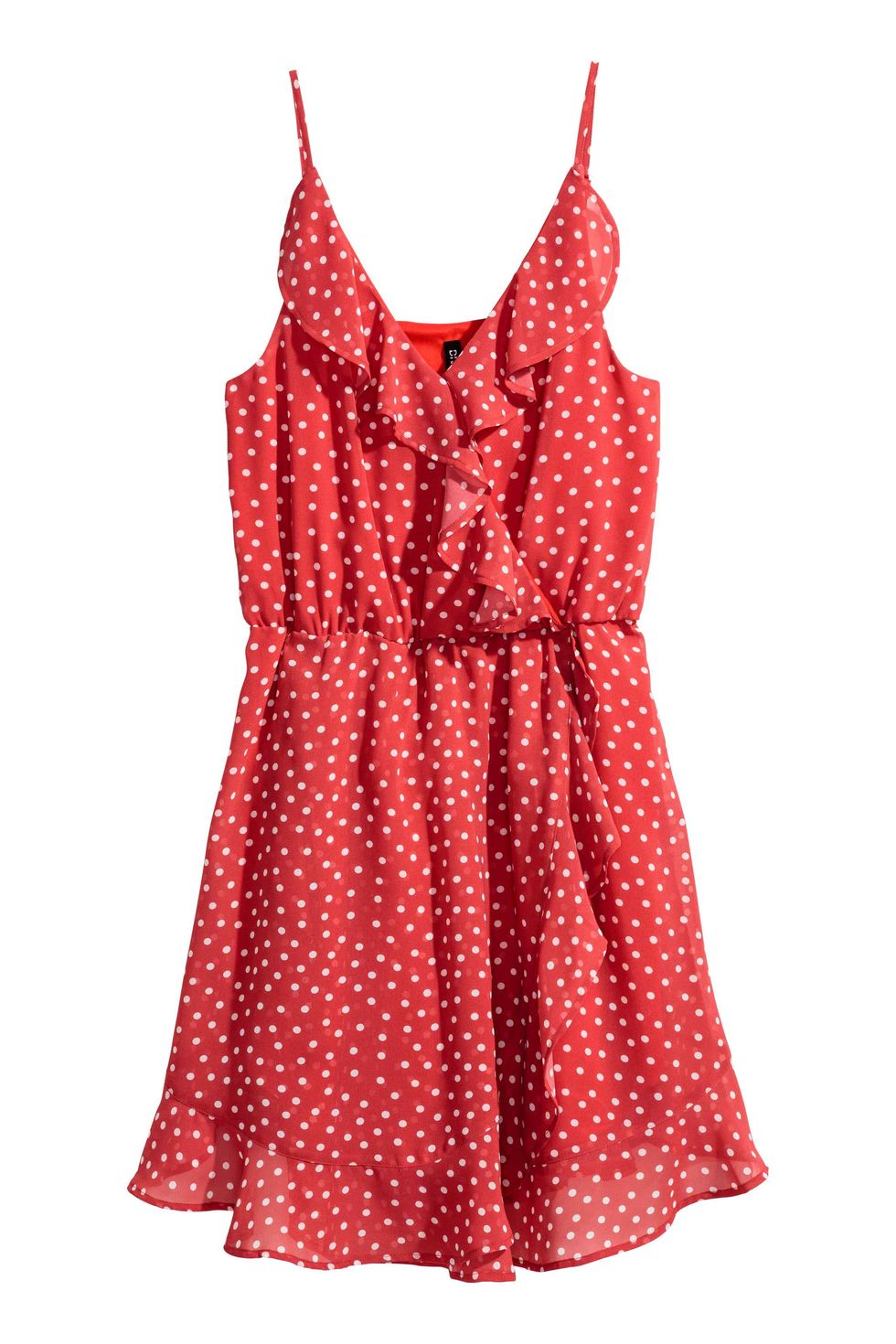 Clothing, Product, Sleeve, Collar, Textile, Pattern, Red, White, Dress, One-piece garment, 