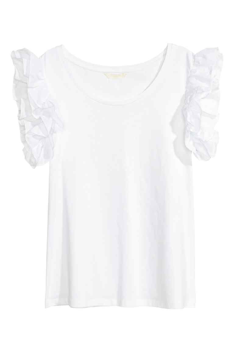 White, Clothing, Sleeve, T-shirt, Shoulder, Blouse, Top, Neck, Lace, Outerwear, 