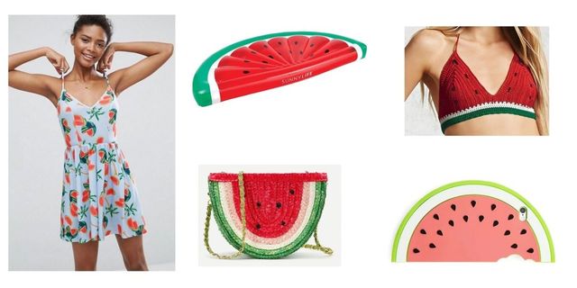 Green, Red, Dress, Pattern, Waist, One-piece garment, Fruit, Fashion, Day dress, Abdomen, 