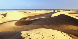 Sand, Brown, Yellow, Natural environment, Erg, Aeolian landform, Landscape, Dune, Horizon, Desert, 