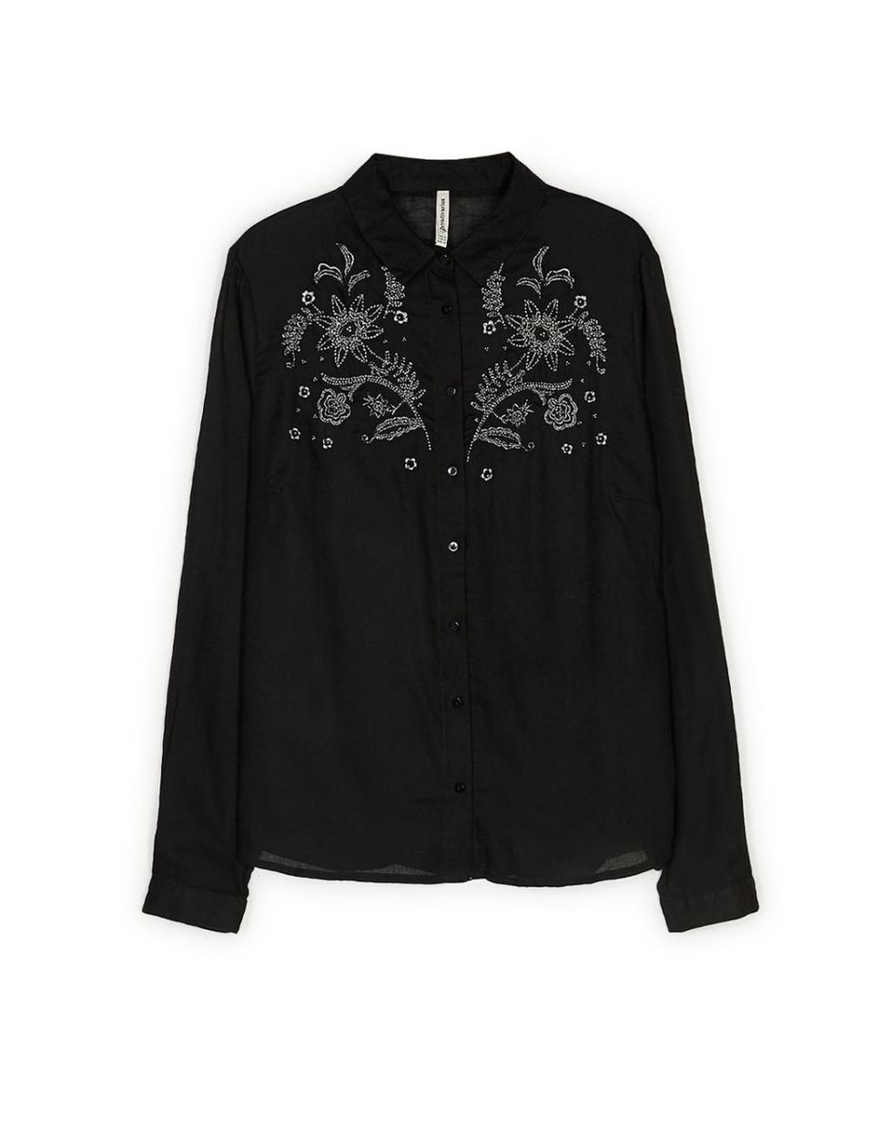 Clothing, Black, Outerwear, Sleeve, Blouse, Top, Shirt, Jacket, Collar, Embroidery, 