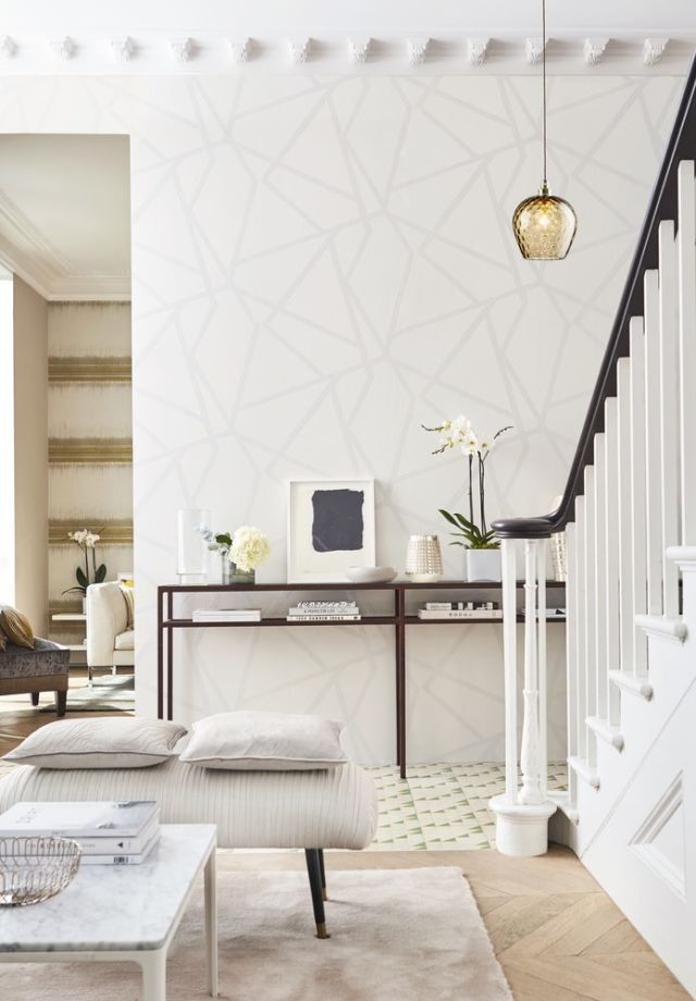White, Room, Furniture, Interior design, Ceiling, Property, Wall, Floor, Product, Wallpaper, 