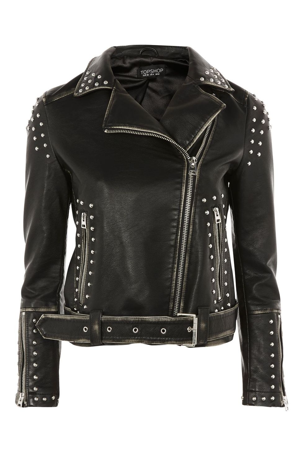 Clothing, Jacket, Leather, Leather jacket, Outerwear, Black, Sleeve, Textile, Top, Collar, 