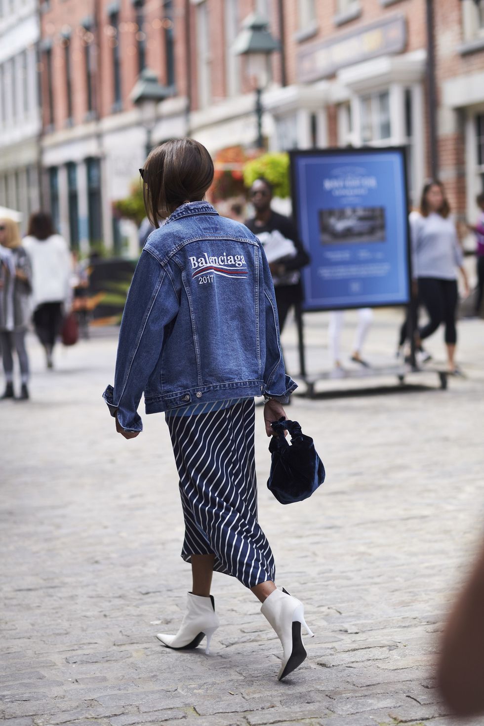 Photograph, Street fashion, White, Blue, Fashion, Snapshot, Street, Denim, Pedestrian, Footwear, 