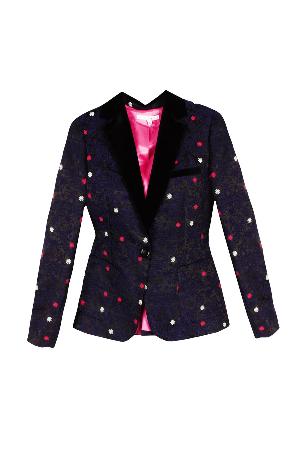 Clothing, Outerwear, Blazer, Jacket, Pink, Sleeve, Pattern, Top, Design, Magenta, 