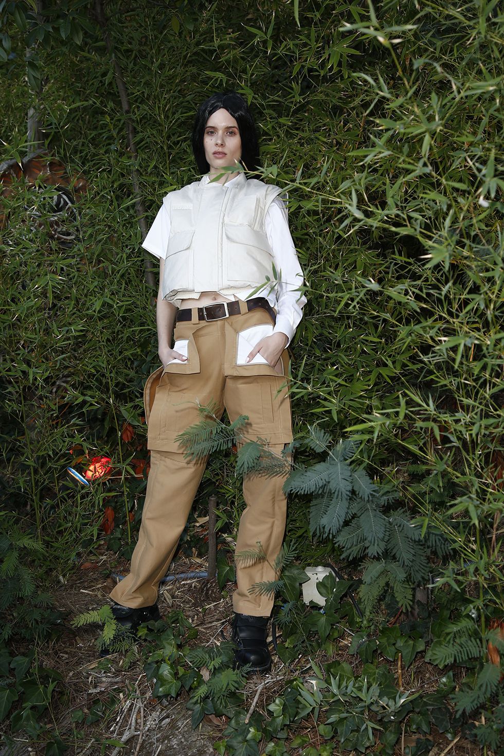 Outerwear, Footwear, Leg, Grass, Photography, Plant, Fawn, Costume, Trousers, 