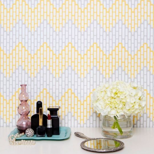 Yellow, Wallpaper, Pattern, Room, Flower, Interior design, 