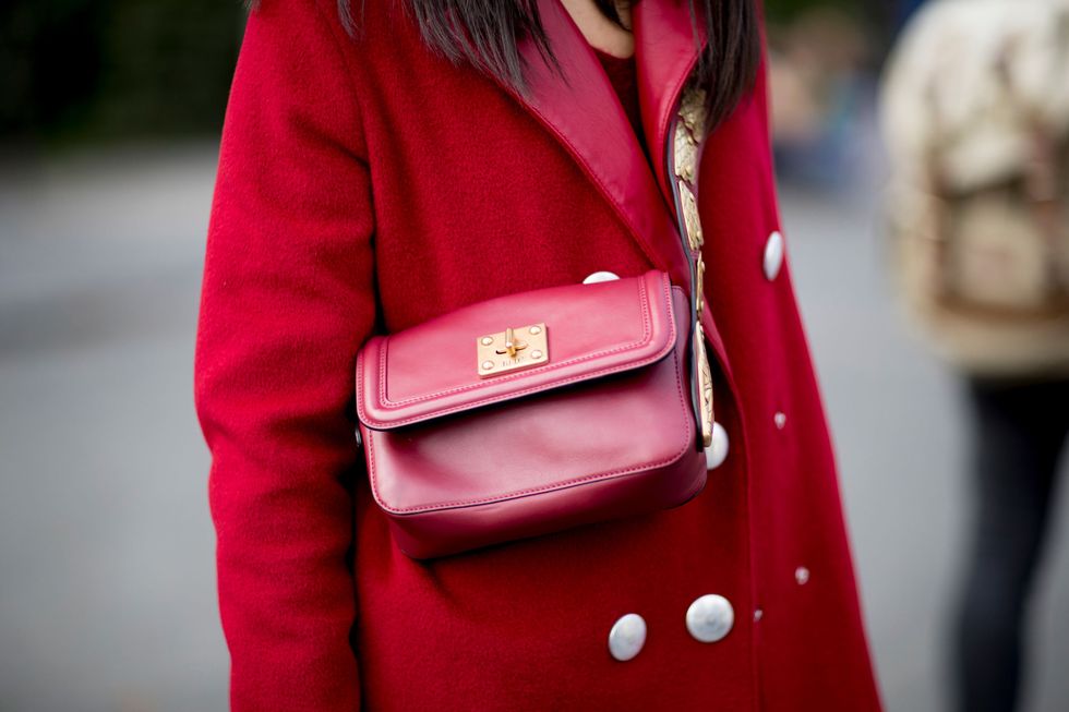 Pink, Red, Street fashion, Clothing, Fashion, Magenta, Shoulder, Coat, Outerwear, Beauty, 