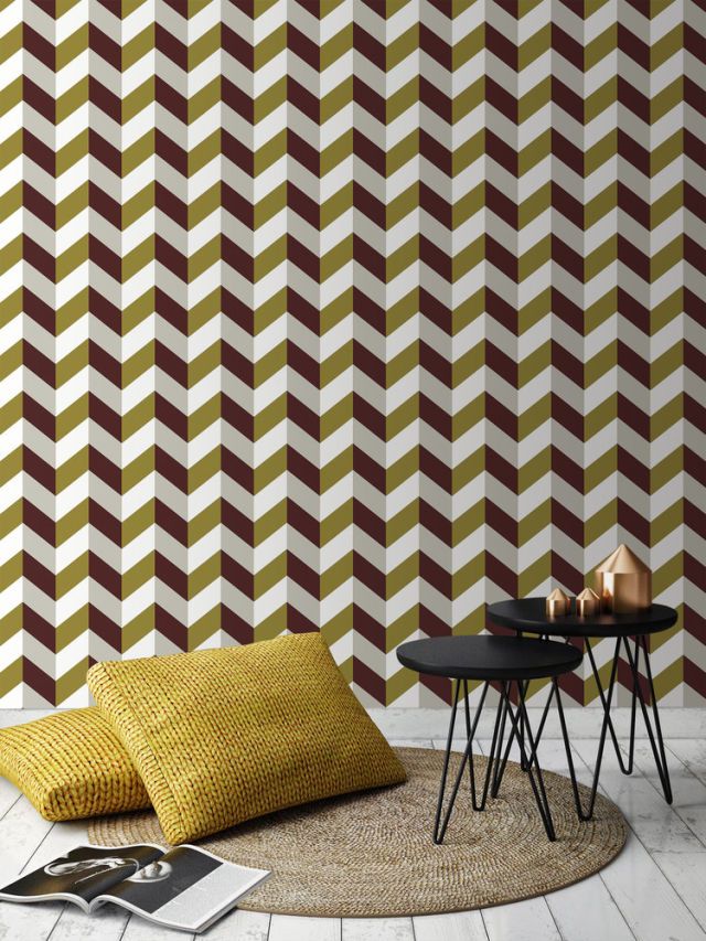 Wall, Wallpaper, Yellow, Brown, Room, Pattern, Interior design, Interior design, Furniture, Design, 