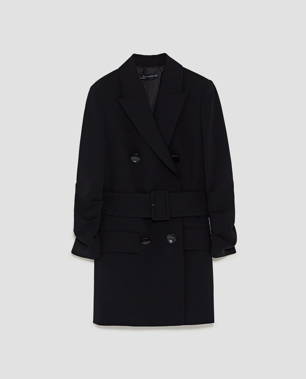 Clothing, Outerwear, Coat, Black, Overcoat, Collar, Trench coat, Sleeve, Jacket, Blazer, 