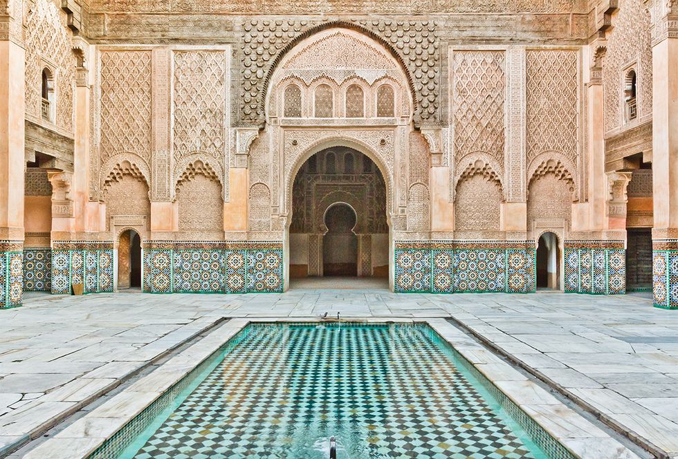 Building, Holy places, Blue, Architecture, Arch, Mosque, Symmetry, Courtyard, Facade, Palace, 
