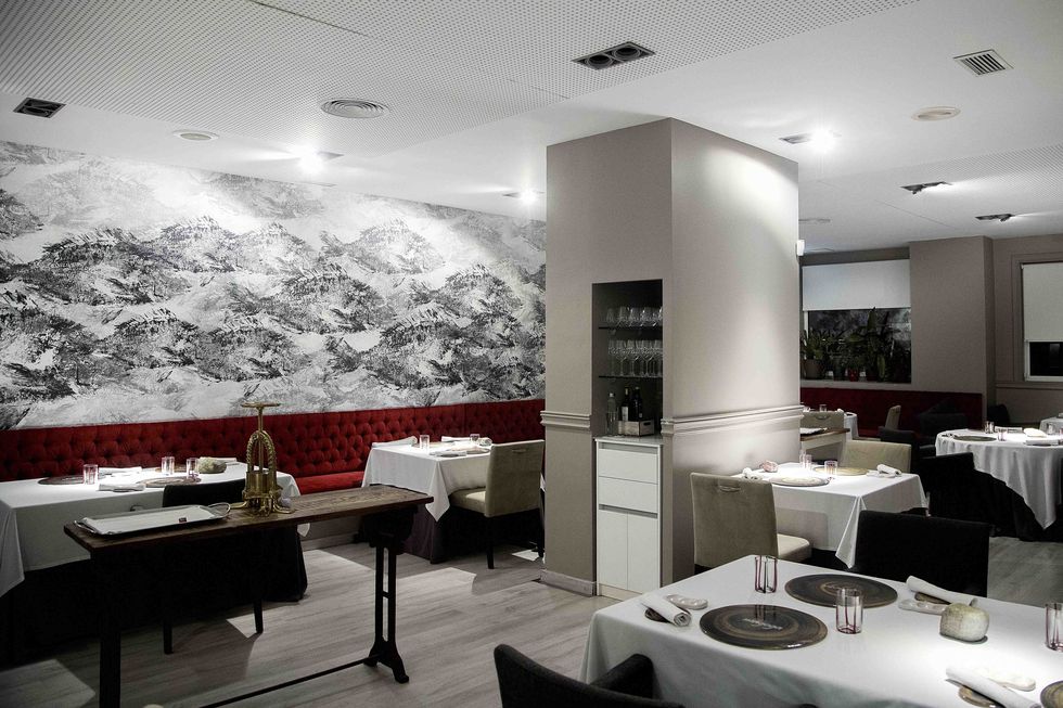 Restaurant, Interior design, Room, Building, Property, Wall, Ceiling, Architecture, Design, Table, 