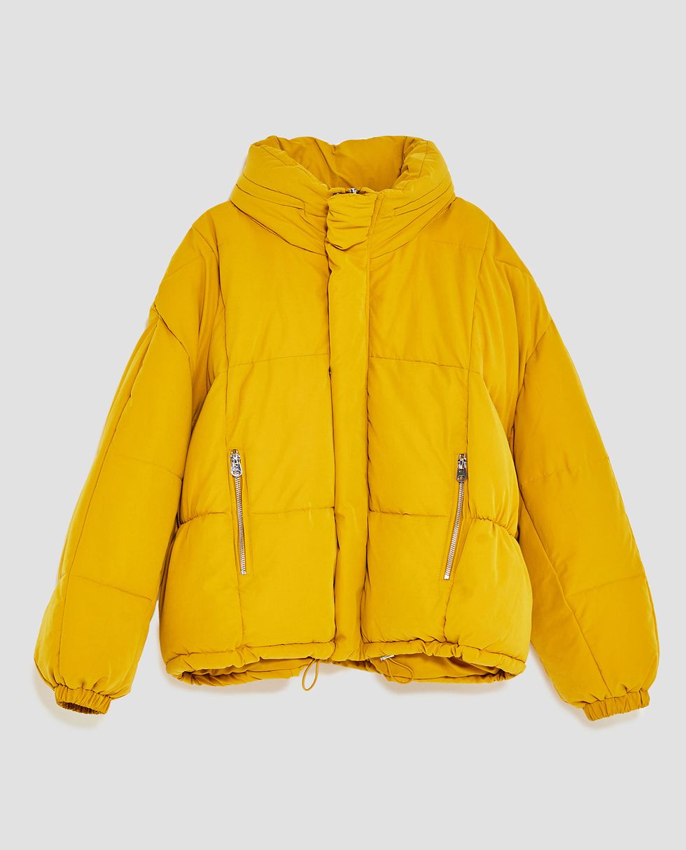 Clothing, Outerwear, Jacket, Yellow, Hood, Sleeve, Raincoat, Puffer, Top, 