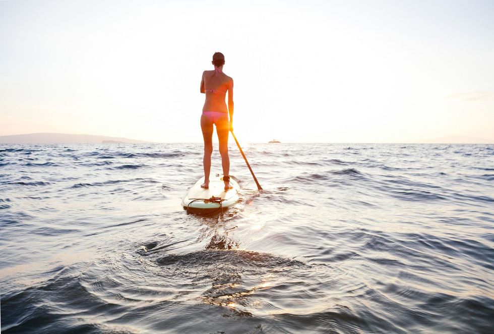 Water, Fun, Wave, Stand up paddle surfing, Sea, Ocean, Vacation, Horizon, Summer, Surfing Equipment, 