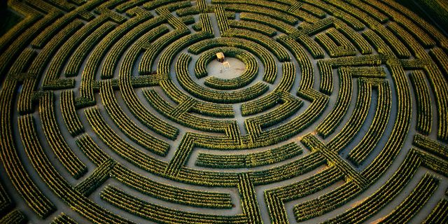 Maze, Labyrinth, Circle, Pattern, Symmetry, Design, Spiral, Dome, Architecture, Landscape, 